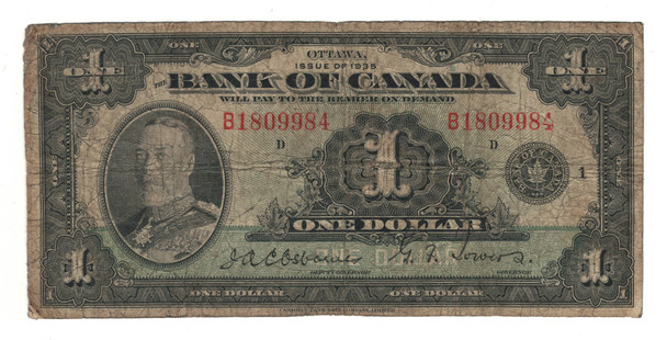 Canada: 1935 $1 Banknote - Bank of Canada English BC-1b VG8