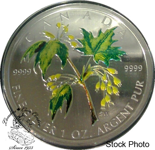 Canada: 2003 $5 Green Summer Coloured Silver Maple Leaf Coin