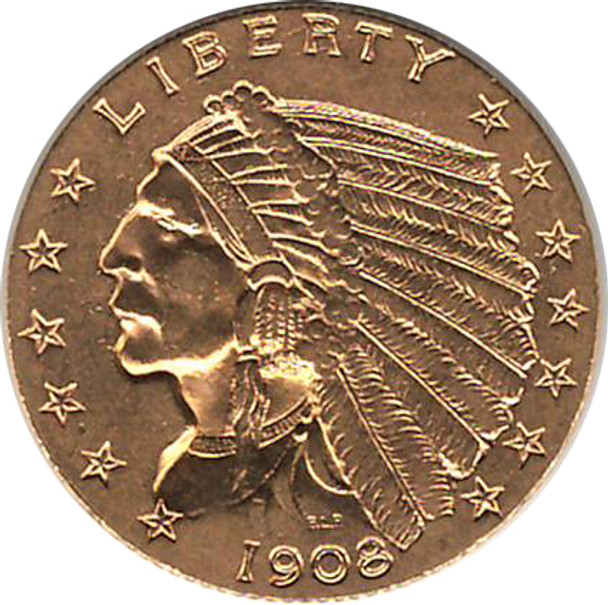 United States: 1908 $2.50 Gold Indian Head EF40