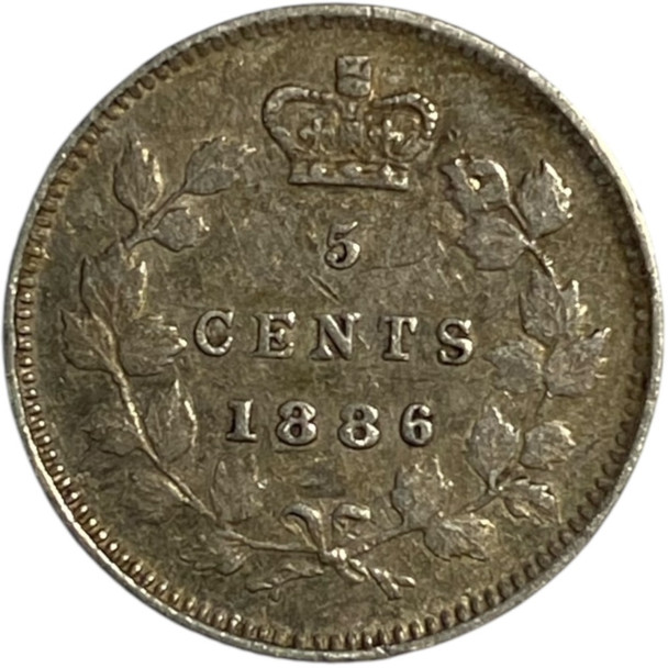 Canada: 1886 5 Cent Small 6 EF40 with Scratch
