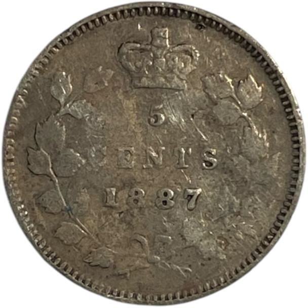 Canada: 1887 5 Cent VF20 Cleaned #2