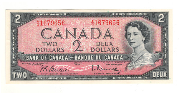 Canada: 1954 $2 Bank Of Canada Banknote A/G Choice UNC