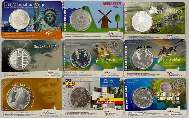 Netherlands:  Commemorative Euro Collection Lot (9 Pieces)