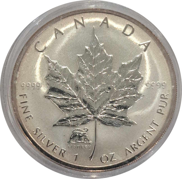 Canada: 2004 $5 Silver Maple Leaf with Monkey Privy 1 oz Silver Coin