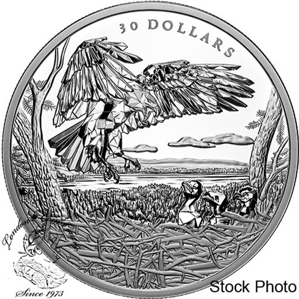 Canada: 2022 $30 Multifaceted Animal Family: Bald Eagles 2 oz. Pure Silver Coin *Scuffed Capsule*