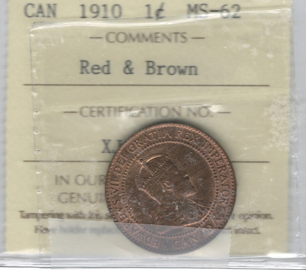 Canada: 1910 1 Cent  ICCS MS62RB