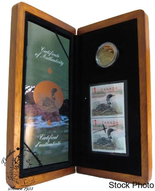 Canada: 2004 $1 Limited-Edition Stamp & Coin Set. Elusive Loon *Writing on sleeve*