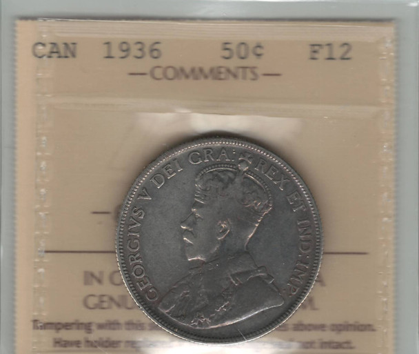 Canada: 1936 50 Cent ICCS F12