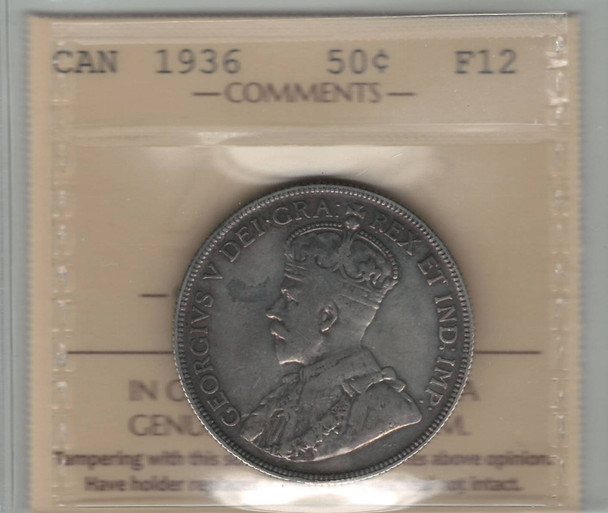 Canada: 1936 50 Cent ICCS F12 #3