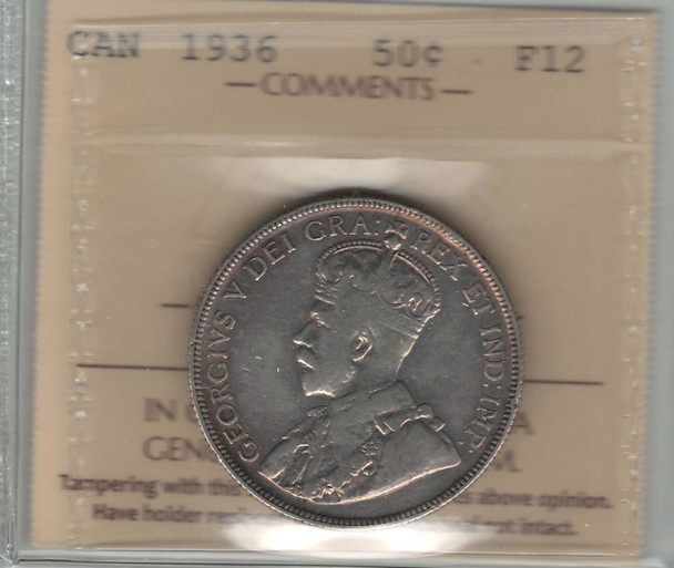 Canada: 1936 50 Cent ICCS F12 #4