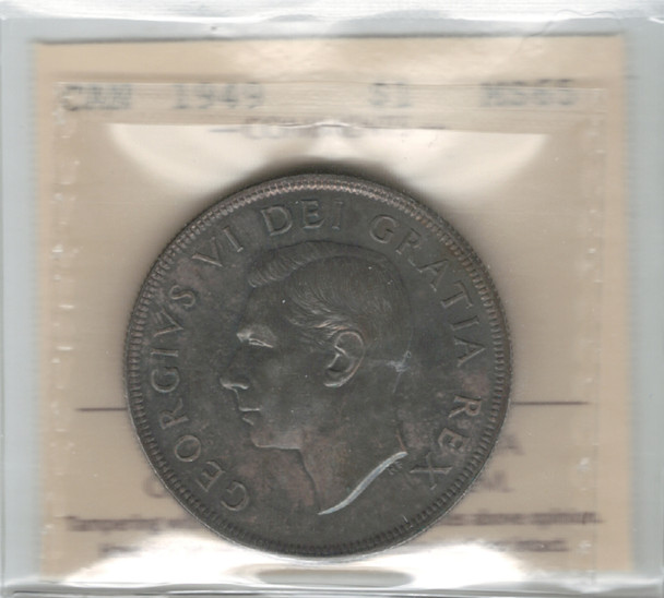 Canada: 1949 $1 Silver Dollar ICCS MS65 #5