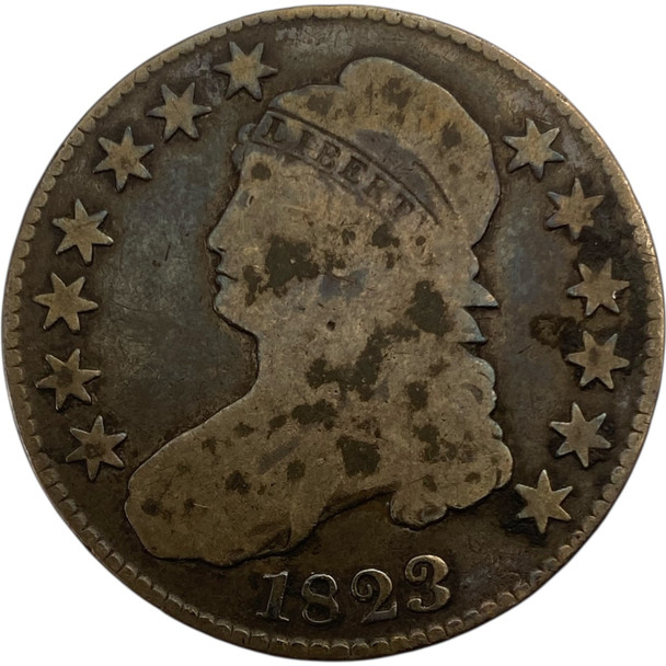 United States: 1823 50 Cent Broken 3 Capped Bust Half Dollar VG8