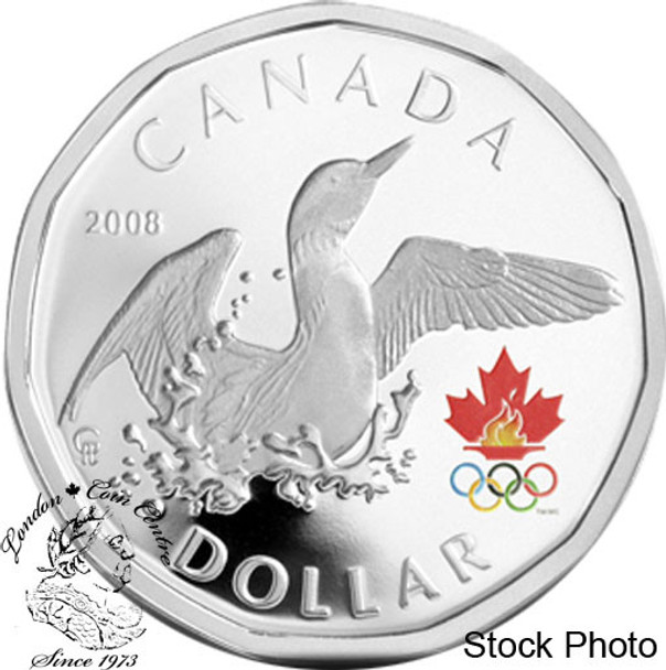 Canada: 2008 $1 Lucky Loonie Sterling Silver Coin *Writing on Sleeve* Canada: 2008 $1 Lucky Loonie Sterling Silver Coin *Writing on Sleeve*