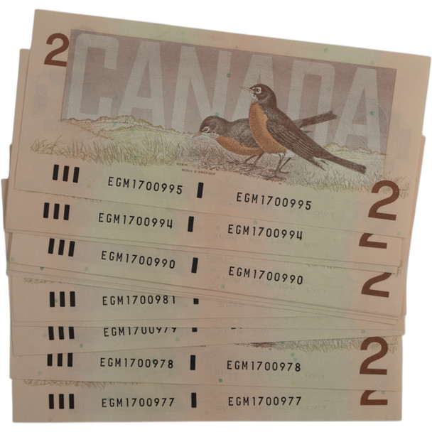 Canada: 1986 $2 Bank Of Canada Banknotes 19 in Sequence EGM