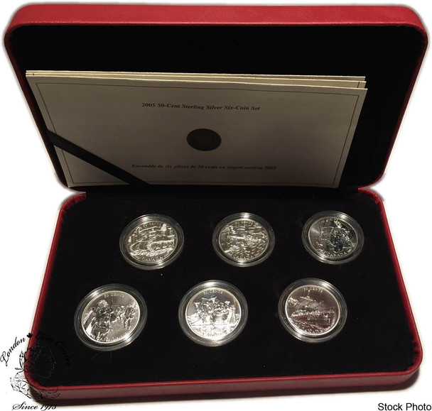 Canada: 2005 50 Cent Battle of Britain Six Coin Sterling Silver Proof Set *Damaged Outer Box*