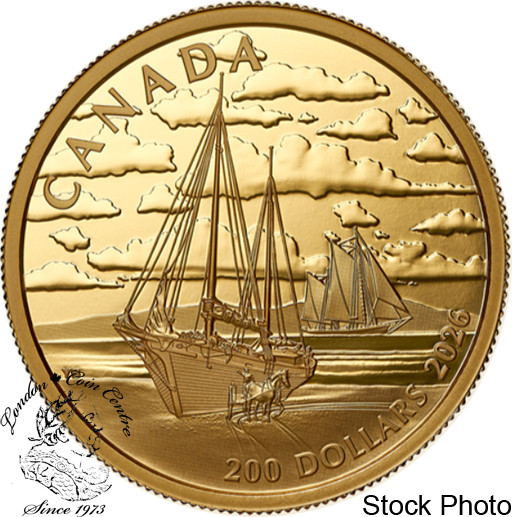 Canada: 2026 $200 Tall Ships: Ketch Rig Pure Gold Coin - London