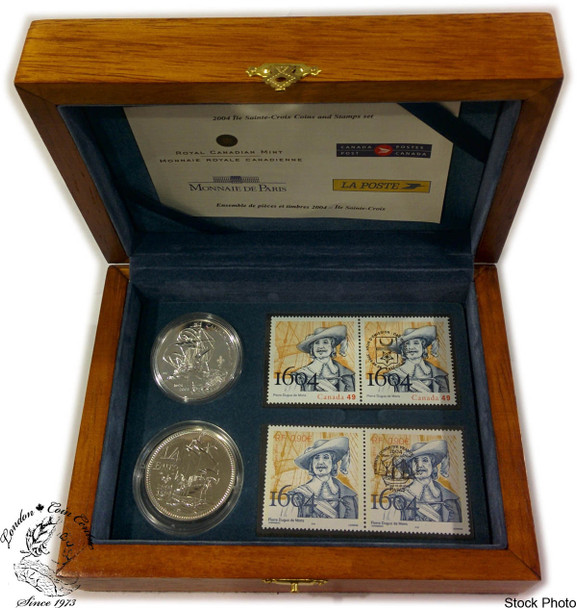 Canada: 2004 400th Anniversary of the First French Settlement in North America Coin and Stamp Set *Scuffed Box*