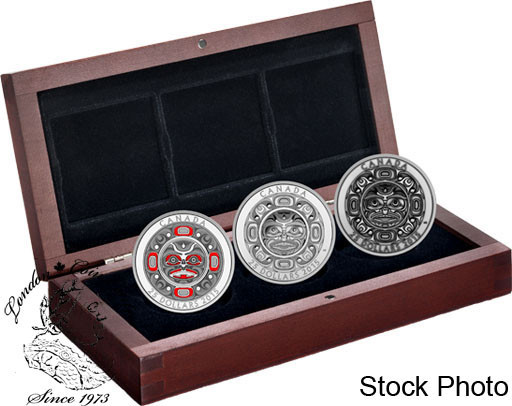 Canada: 2015 $25 Singing Moon Mask 3 Silver Coin Set *Scuffed Box*