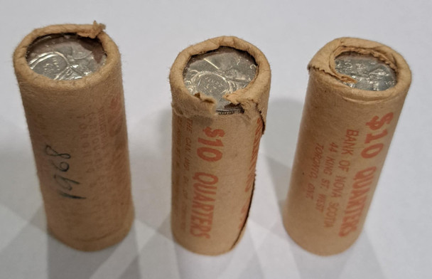 Canada: 1968 - 1973 Quarter Roll Collection Lot (3 Rolls)