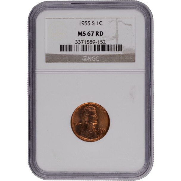 United States: 1955-S 1 Cent NGC MS67 Red