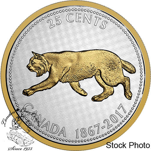 Canada: 2017 1967 25 Cents Bobcat Big Coin Series 5 oz Silver Coin. **Missing Sleeve**