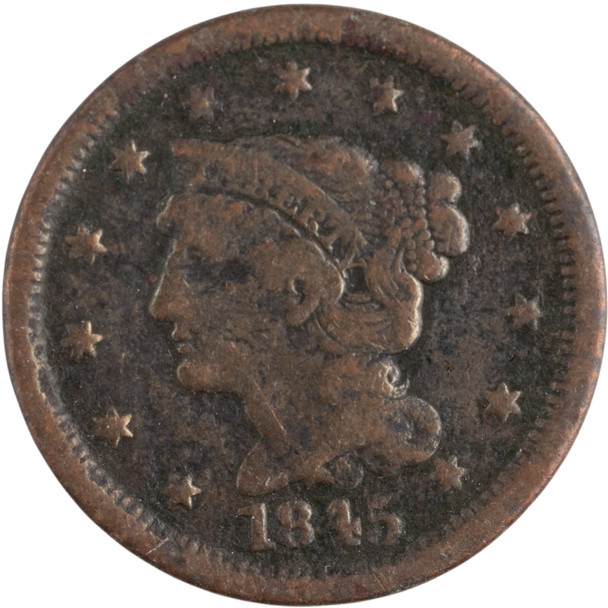 United States: 1842 1 Cent Braided Hair VG