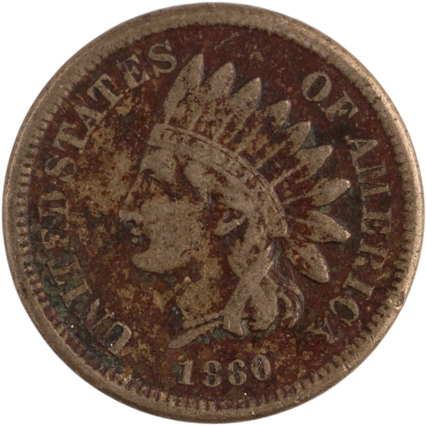 United States: 1860 1 Cent Indian VG Corrosion