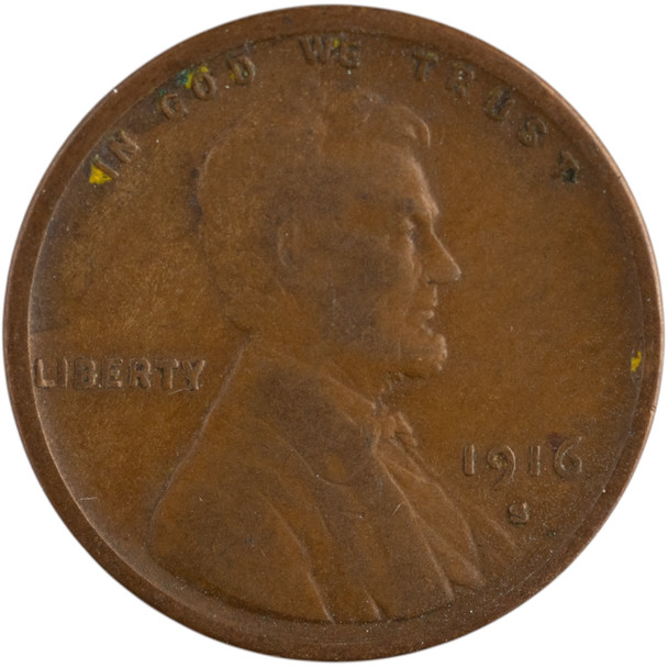 United States: 1916-S 1 Cent Lincoln VG