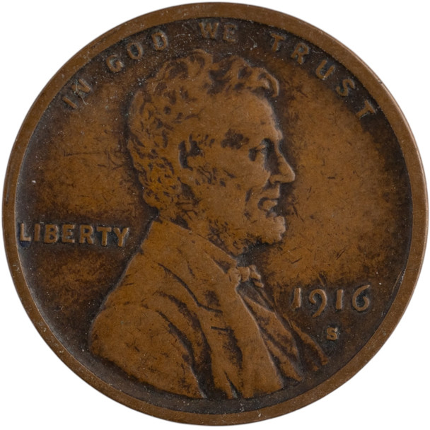 United States: 1916-S 1 Cent Lincoln F