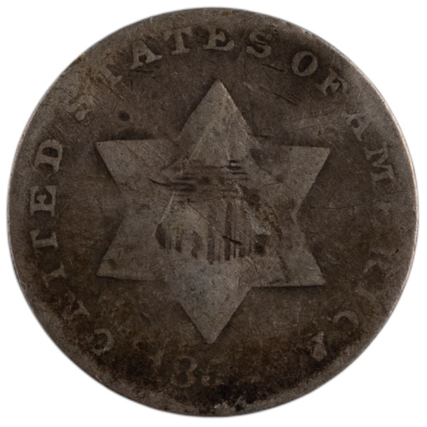 United States: 1852 3 Cent VG Impaired