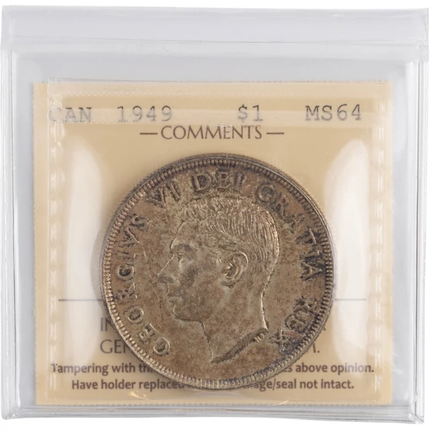 Canada: 1949 Silver Dollar ICCS MS64