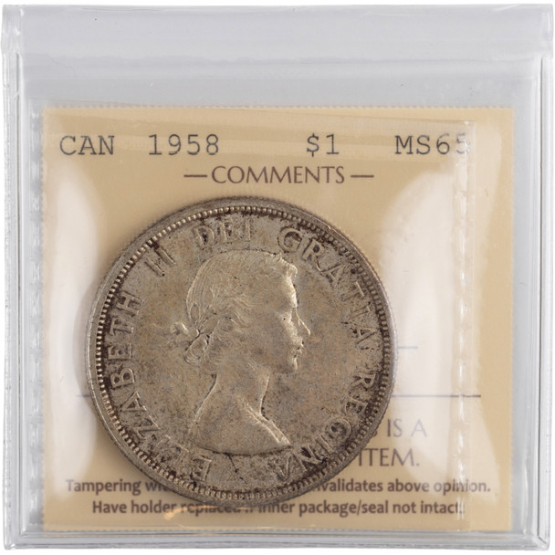 Canada: 1958 Silver Dollar ICCS MS65