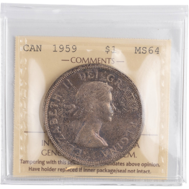 Canada: 1959 Silver Dollar ICCS MS64