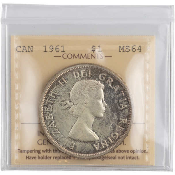 Canada: 1961 Silver Dollar ICCS MS64