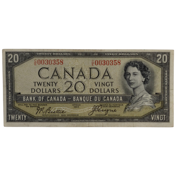 Canada: 1954 $20 Bank Of Canada Devil's Face Banknote  C/E BC-33b VF30 #2