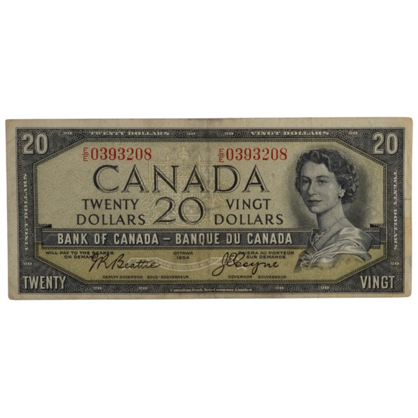 Canada: 1954 $20 Bank Of Canada Devil's Face Banknote  E/E BC-33b VF
