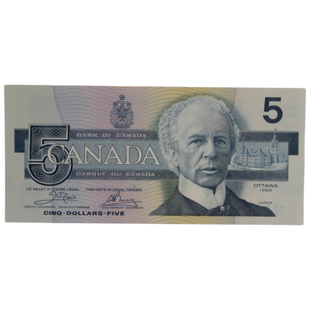 Canada: 1986 $5 Bank Of Canada Banknote ENE Choice UNC