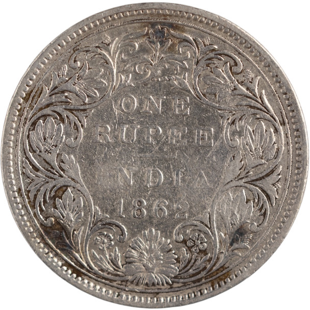 India: 1862 Silver One Rupee