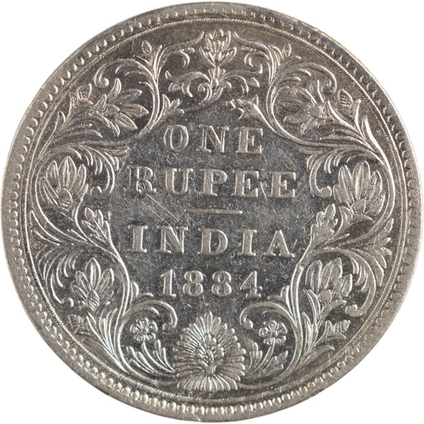 India: 1884 Silver One Rupee