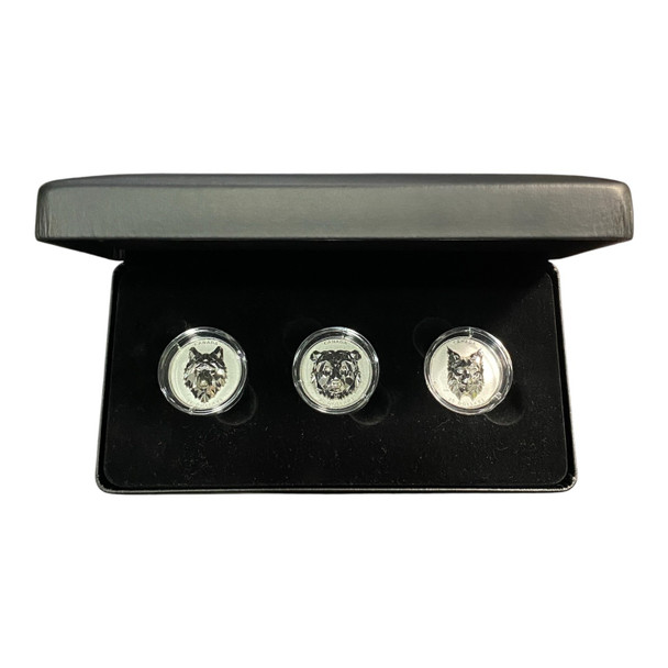 Canada: 2019-2020 $25 Multifaceted Animal Head Series Silver 3 Coin Set