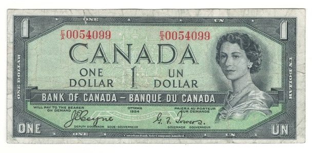 Canada: 1954 $1 Bank Of Canada Devil's Face  Banknote E/A