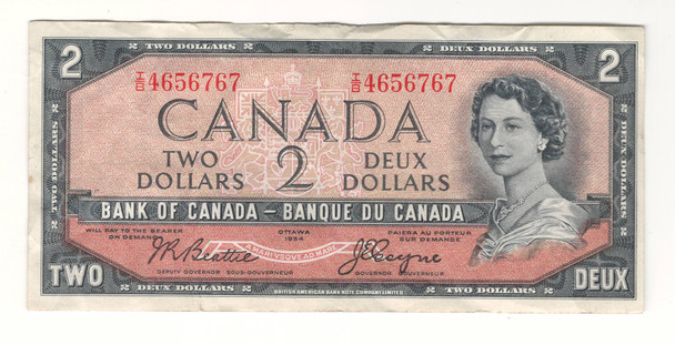 Canada: 1954 $2 Bank Of Canada Devil's Face  Banknote I/B