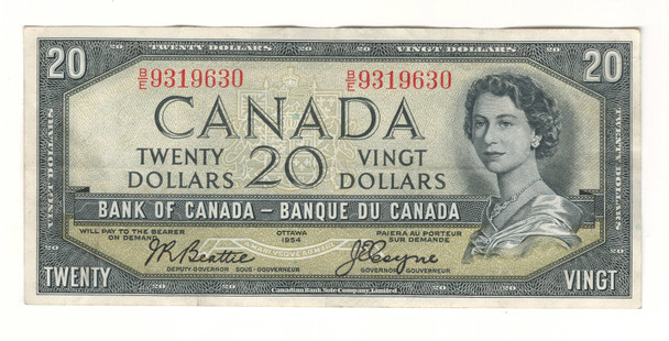 Canada: 1954 $20 Bank Of Canada Devil's Face  Banknote B/E #2