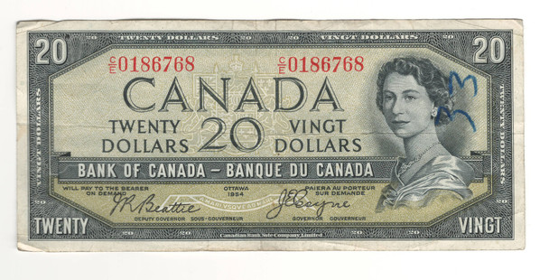 Canada: 1954 $20 Bank Of Canada Devil's Face  Banknote C/E #2