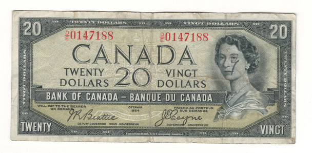Canada: 1954 $20 Bank Of Canada Devil's Face  Banknote D/E #3