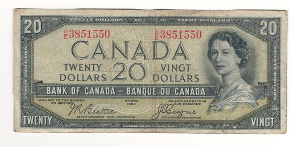 Canada: 1954 $20 Bank Of Canada Devil's Face  Banknote D/E #4