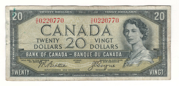 Canada: 1954 $20 Bank Of Canada Devil's Face  Banknote D/E #5