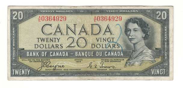 Canada: 1954 $20 Bank Of Canada Devil's Face  Banknote A/E