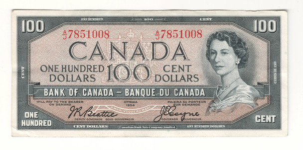 Canada: 1954 $100 Bank Of Canada  Banknote