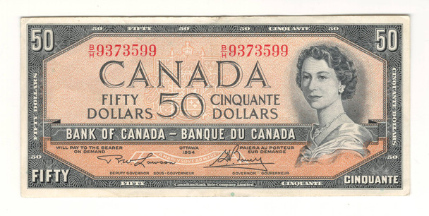 Canada: 1954 $50 Bank Of Canada  Banknote B/H